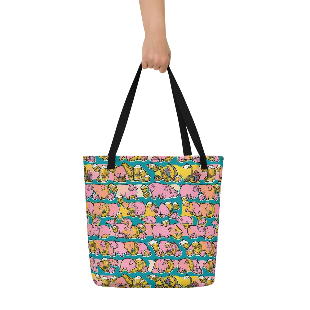 Pork And Pilsner on Large Tote Bag W/ Pocket — Front
