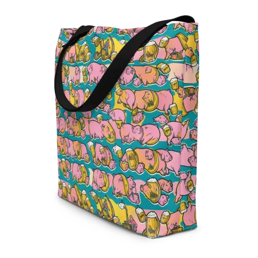 Pork And Pilsner on a Large Tote Bag W/ Pocket