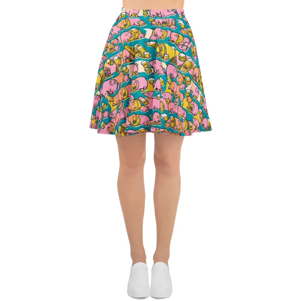 Pork And Pilsner on Skater Skirt — Front