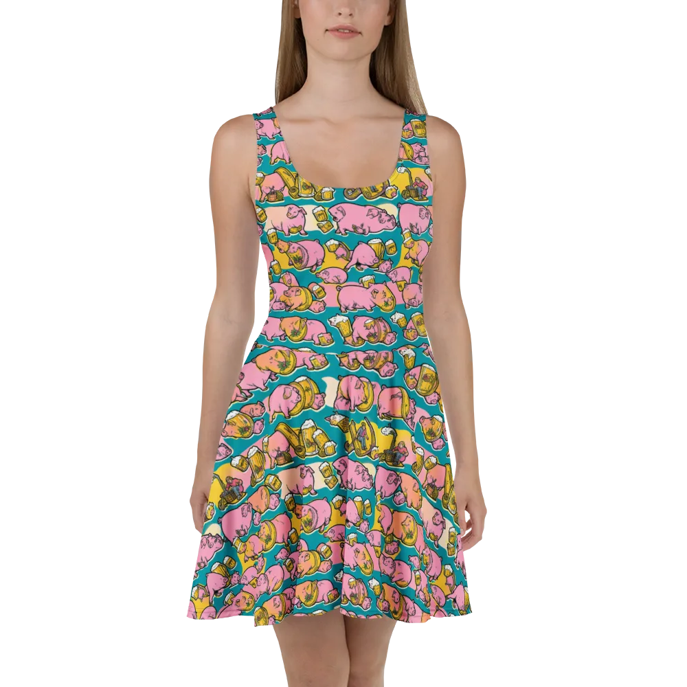 Pork And Pilsner on Skater Dress — Front