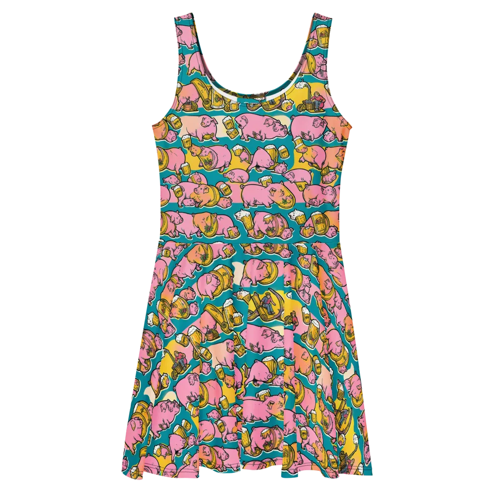 Pork And Pilsner on Skater Dress — Front
