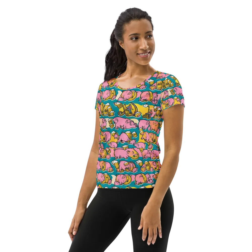 Pork And Pilsner on Women's Athletic T-Shirt — Left