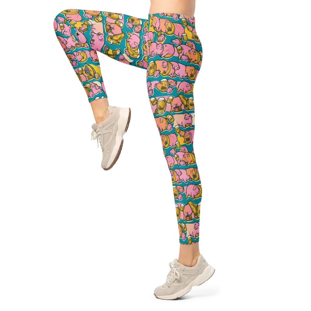 Pork And Pilsner on Leggings — Left