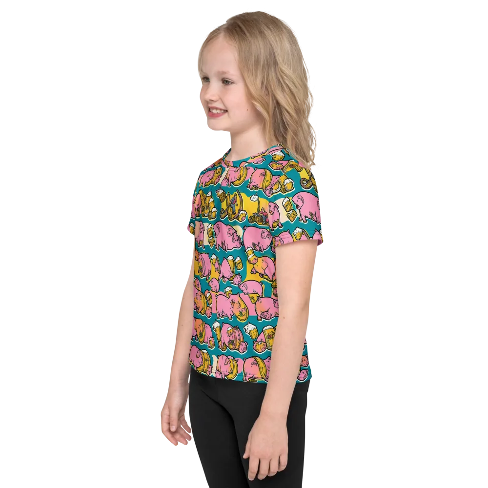 Pork And Pilsner on Kids Crew Neck T-Shirt — Left