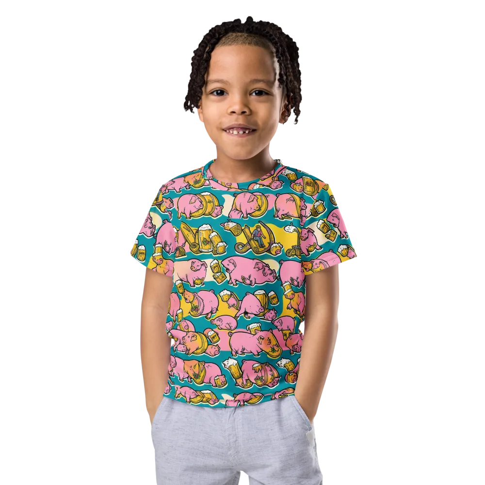 Pork And Pilsner on Kids Crew Neck T-Shirt — Front