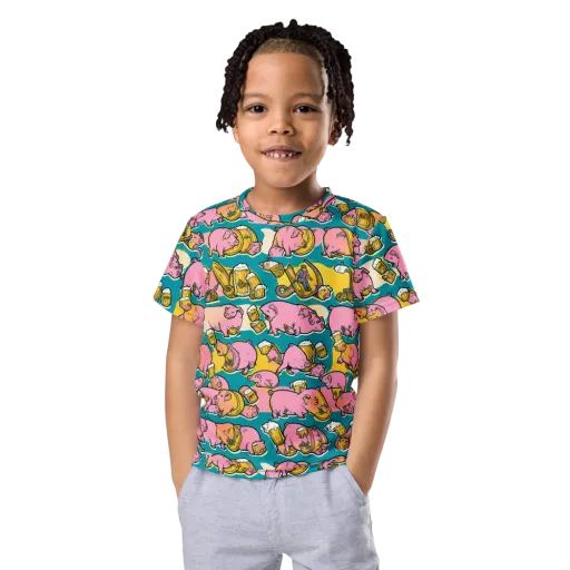 Pork And Pilsner on a Kids Crew Neck T-Shirt