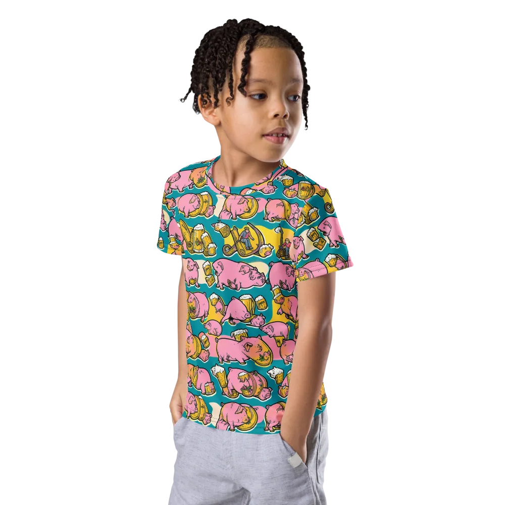 Pork And Pilsner on Kids Crew Neck T-Shirt — Left Front