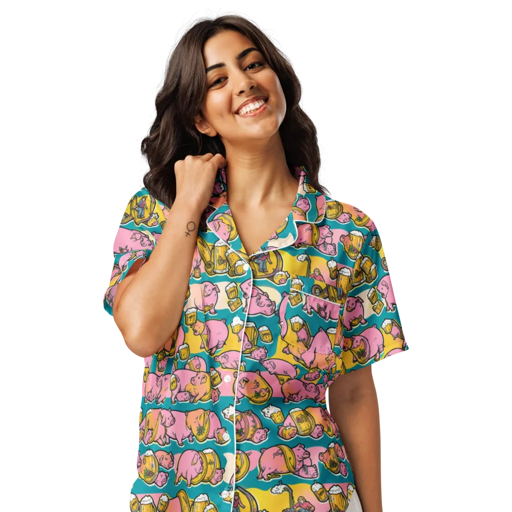 Pork And Pilsner on Women's Short Sleeve Pajama Top — Front
