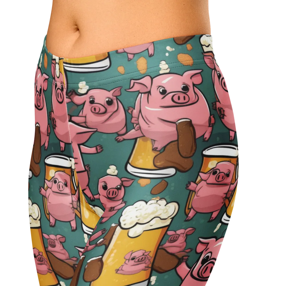 Pint-sized Porkers on Capri Leggings — Zoomed-in