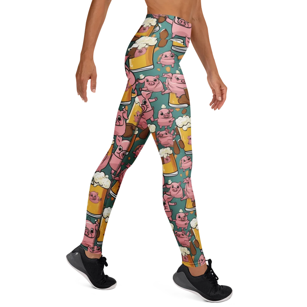 Pint-sized Porkers on Yoga Leggings — Right