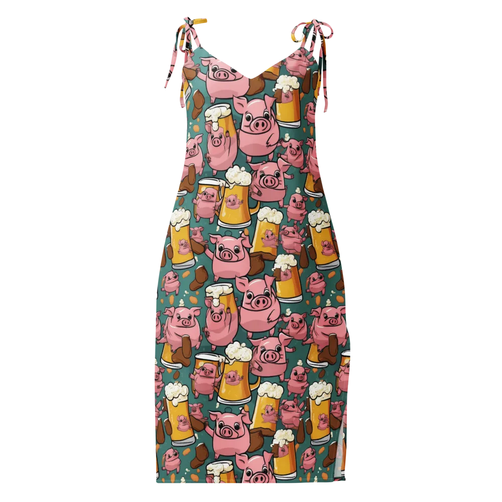Pint-sized Porkers on Slip Dress — Front
