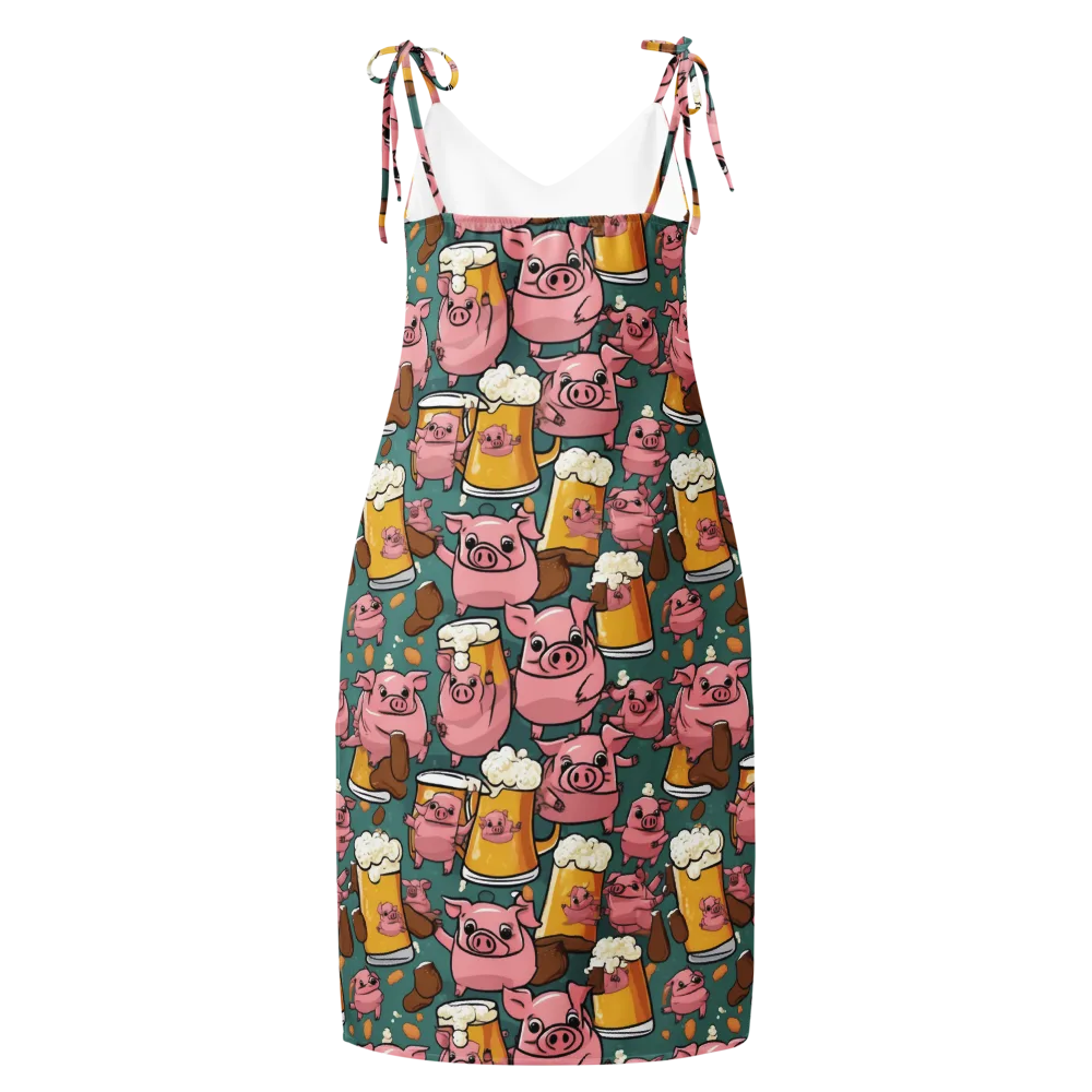 Pint-sized Porkers on Slip Dress — Back