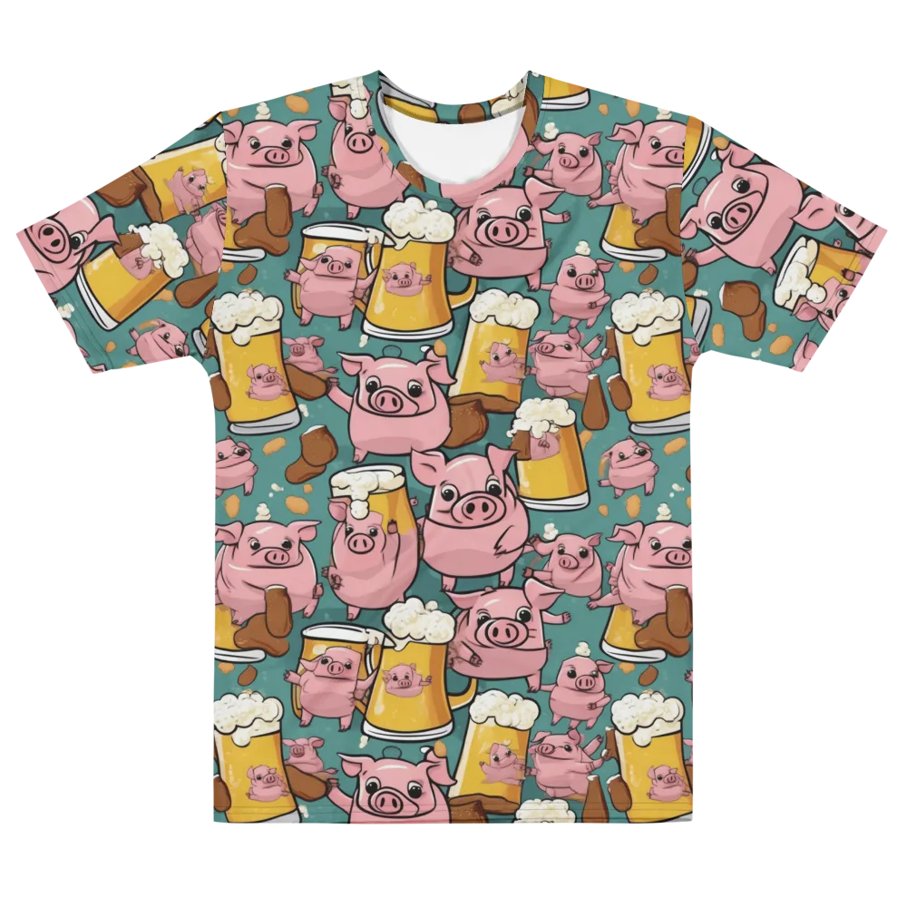 Pint-sized Porkers on Men's Cotton Crew Neck T-Shirt — Front