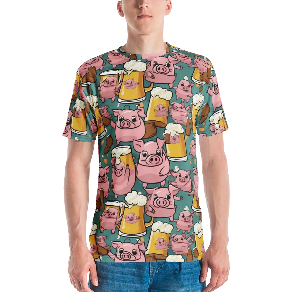 Pint-sized Porkers on Men's Crew Neck T-Shirt — Front