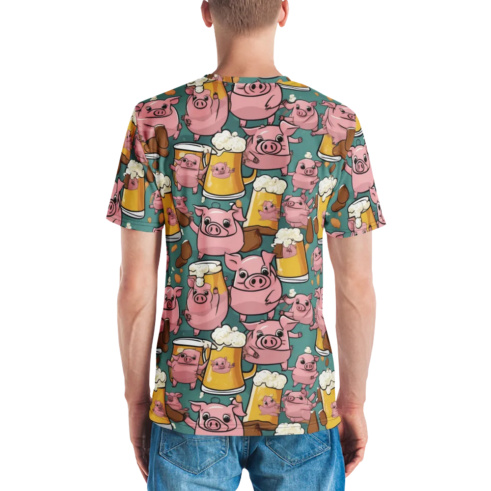 Pint-sized Porkers on Men's Crew Neck T-Shirt — Back