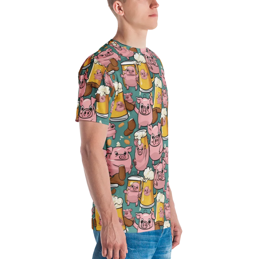 Pint-sized Porkers on Men's Crew Neck T-Shirt — Right