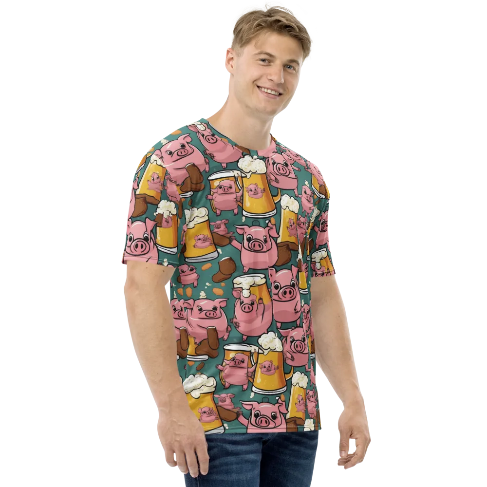 Pint-sized Porkers on Men's Crew Neck T-Shirt — Right