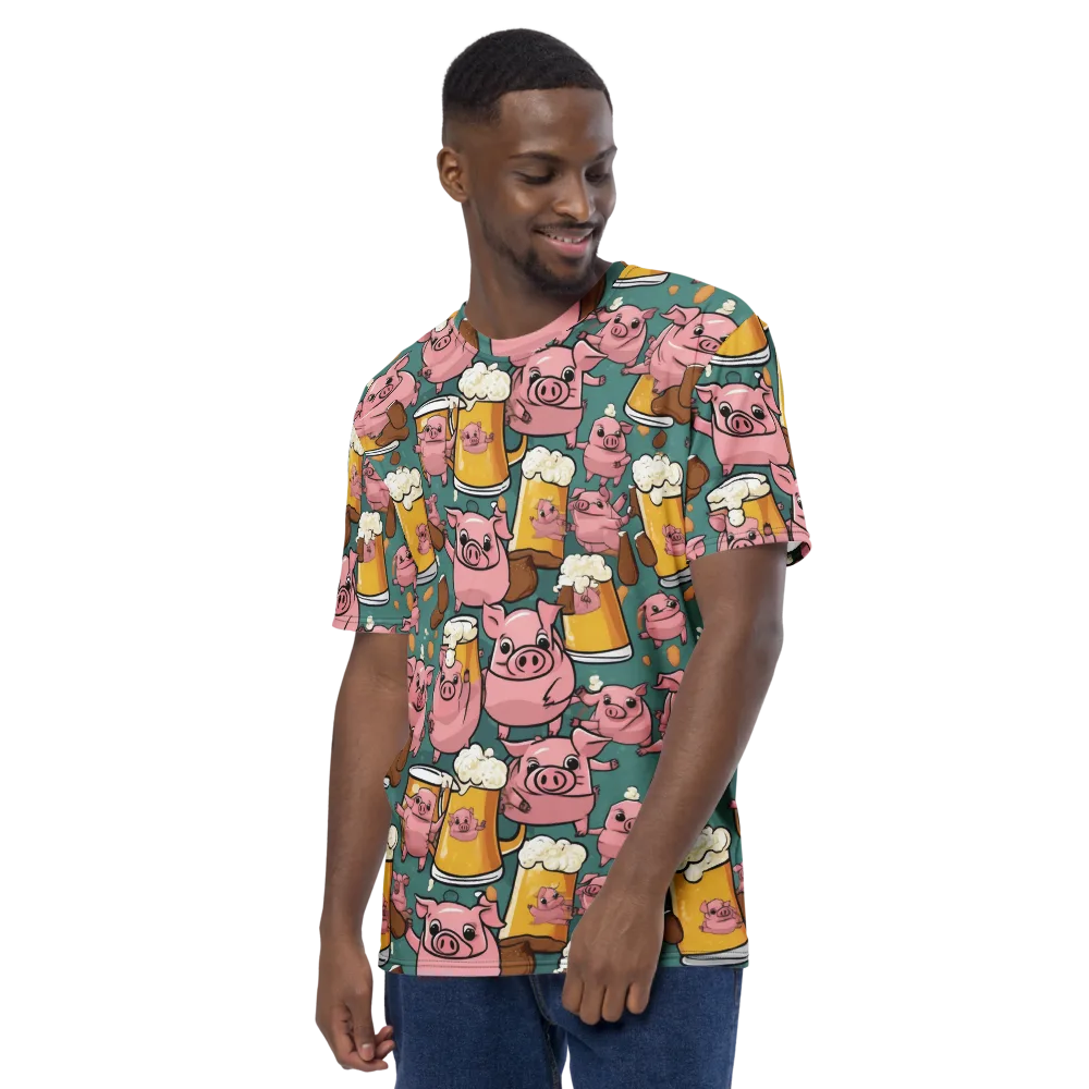 Pint-sized Porkers on Men's Crew Neck T-Shirt — Left
