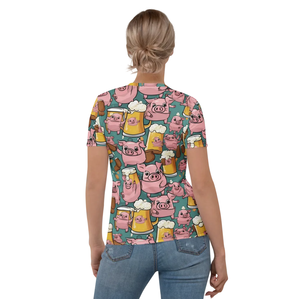 Pint-sized Porkers on Women's Crew Neck T-Shirt — Back