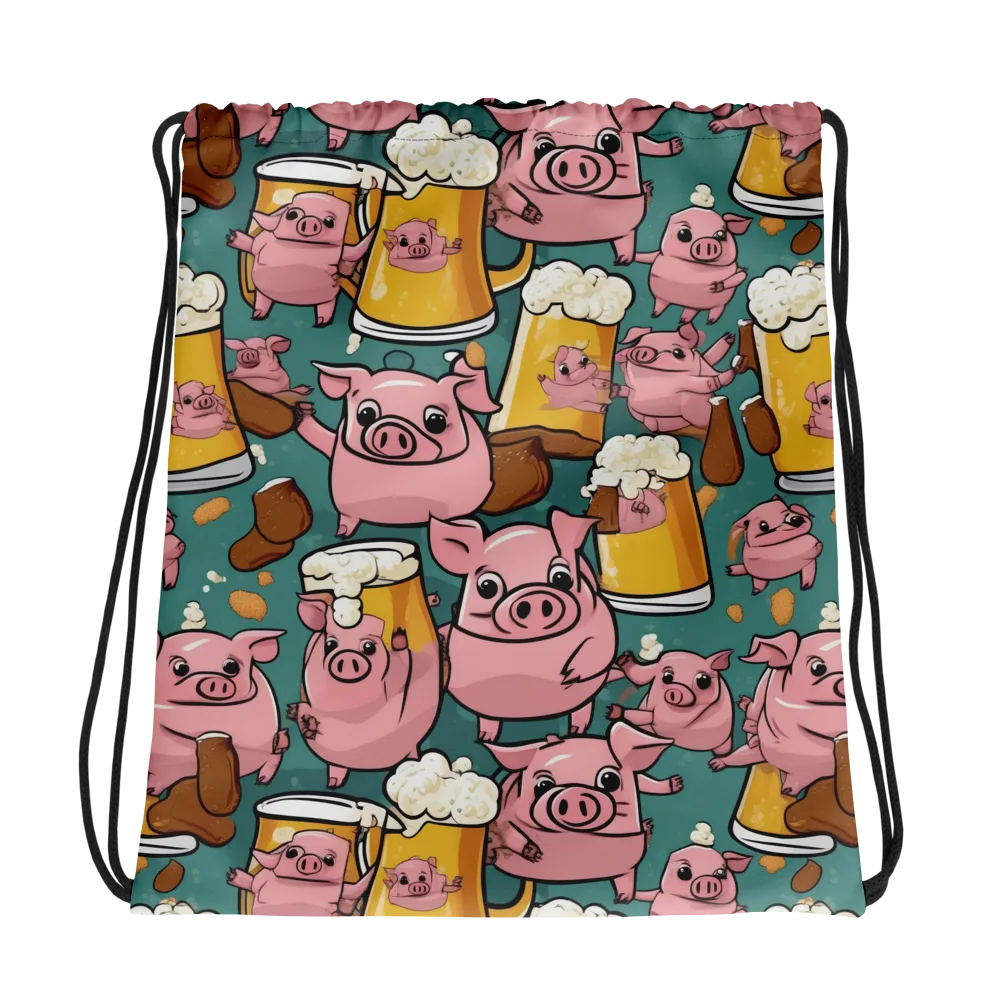 Pint-sized Porkers on Drawstring Bag — Photo