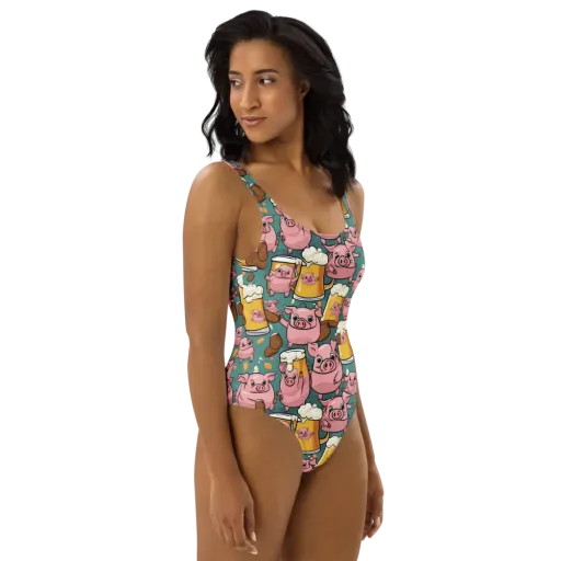 Pint-sized Porkers on a One-Piece Swimsuit