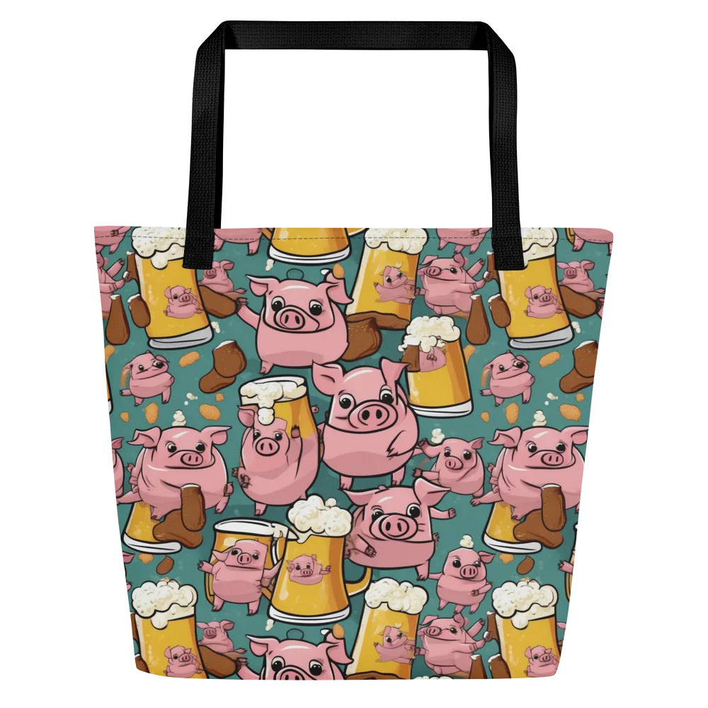 Pint-sized Porkers on Large Tote Bag W/ Pocket — Front