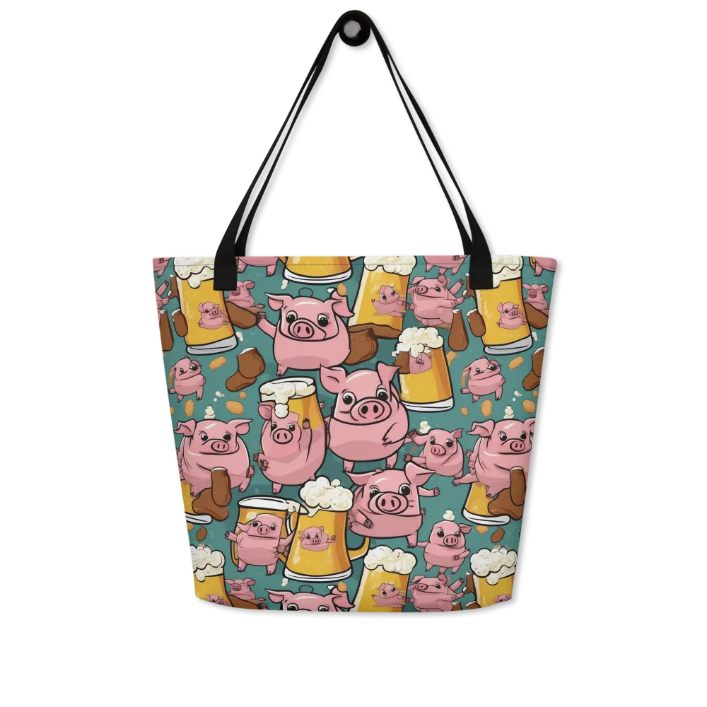 Pint-sized Porkers on Large Tote Bag W/ Pocket — Front