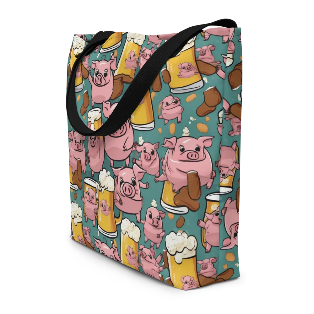 Pint-sized Porkers on Large Tote Bag W/ Pocket — Front