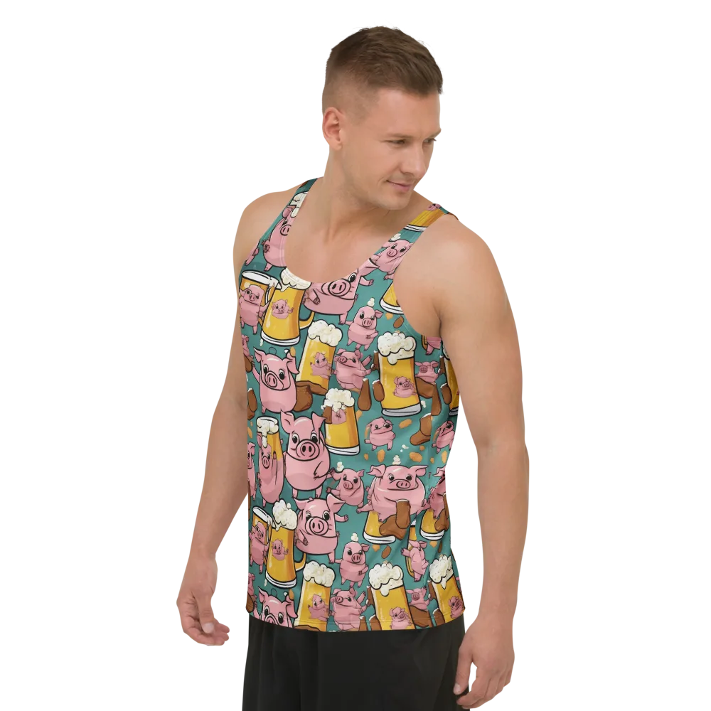 Pint-sized Porkers on Men's Tank Top — Left Front