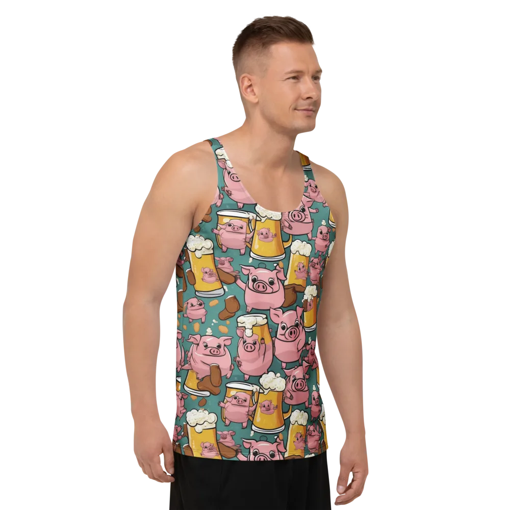 Pint-sized Porkers on Men's Tank Top — Right Front