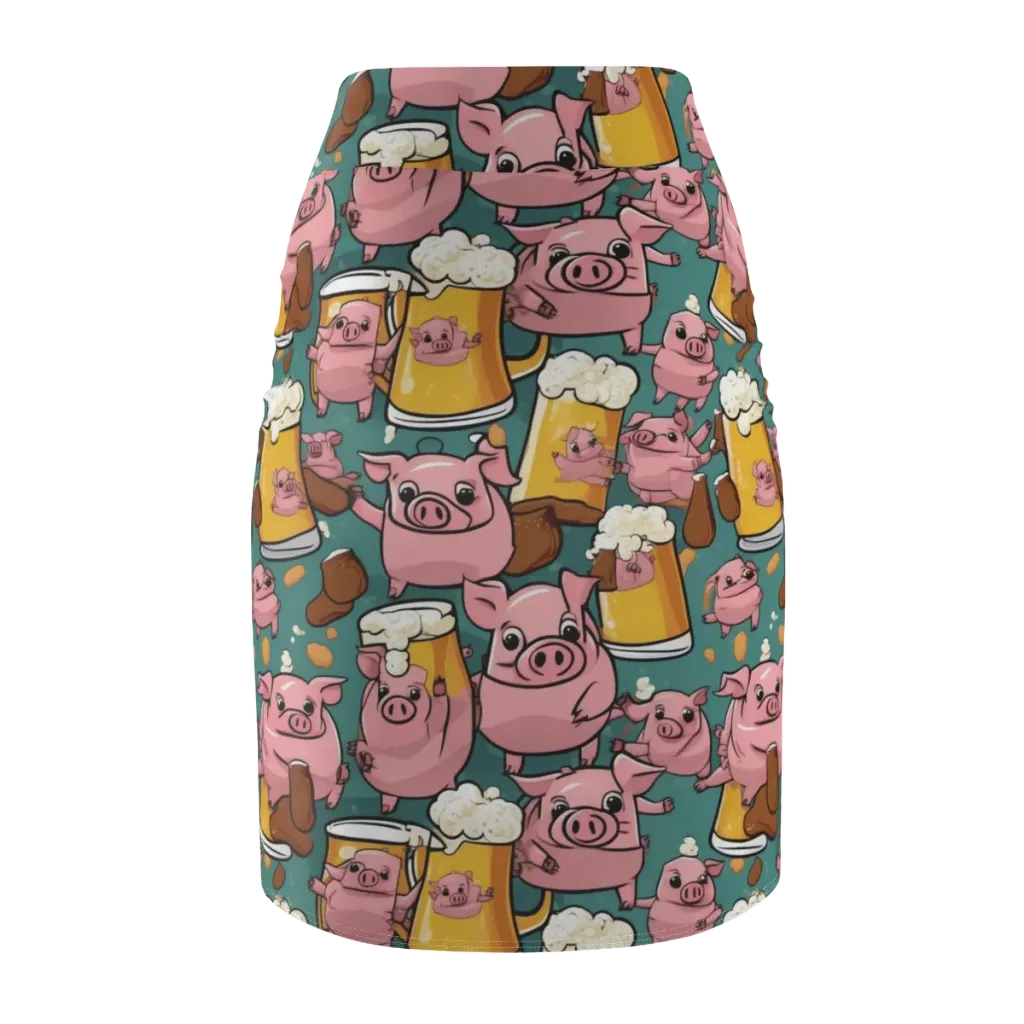 Pint-sized Porkers on Pencil Skirt — Back