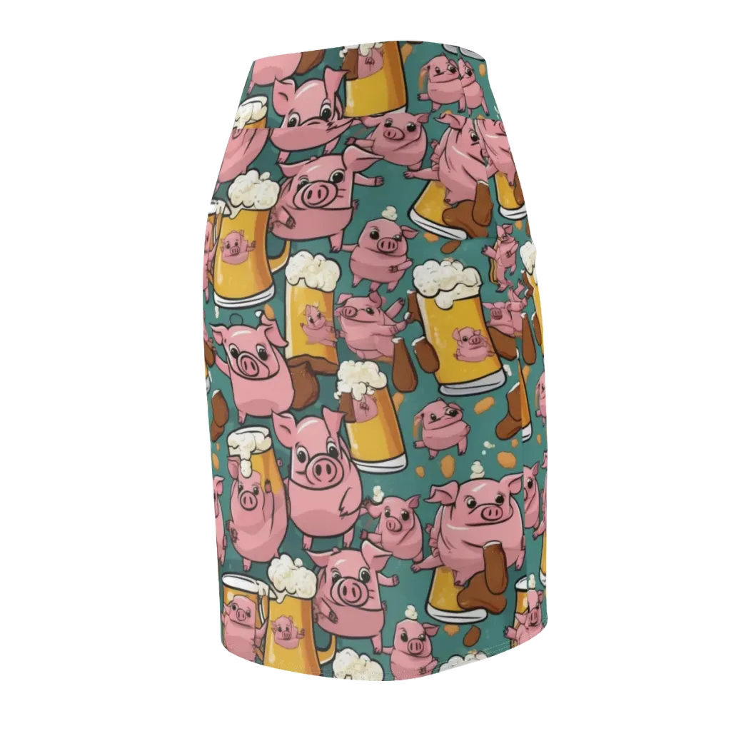 Pint-sized Porkers on Pencil Skirt — Back Side