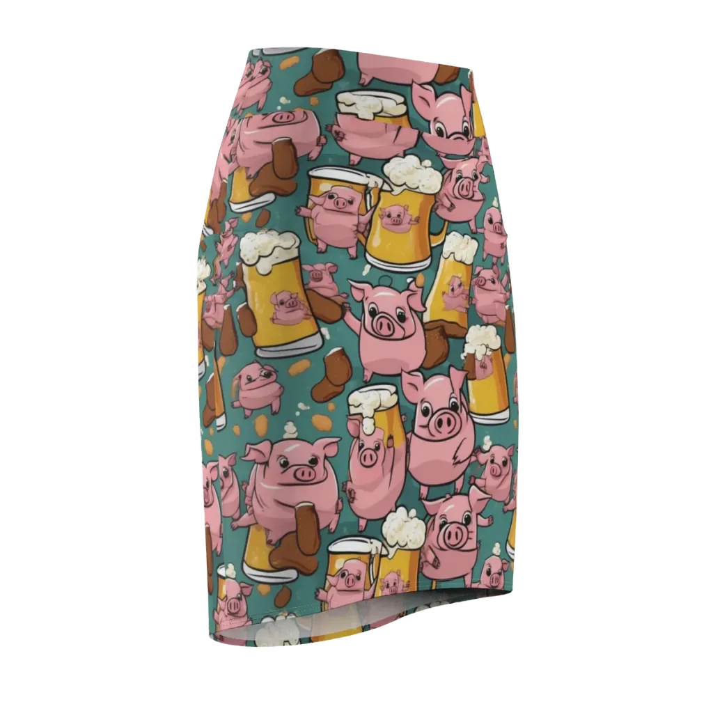 Pint-sized Porkers on Pencil Skirt — Front Side