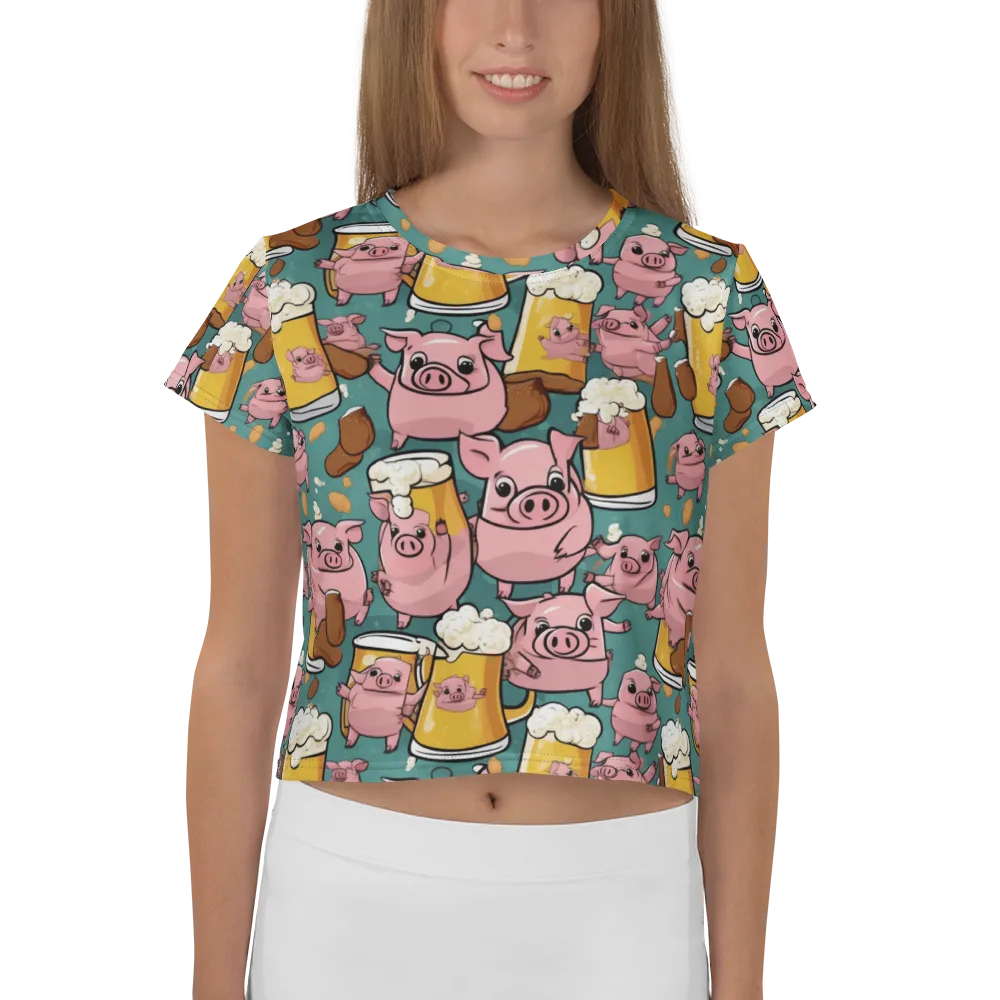 Pint-sized Porkers on Crop Tee — Front