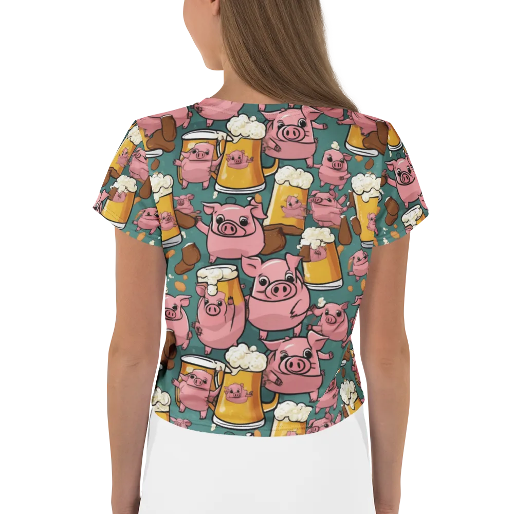 Pint-sized Porkers on Crop Tee — Back