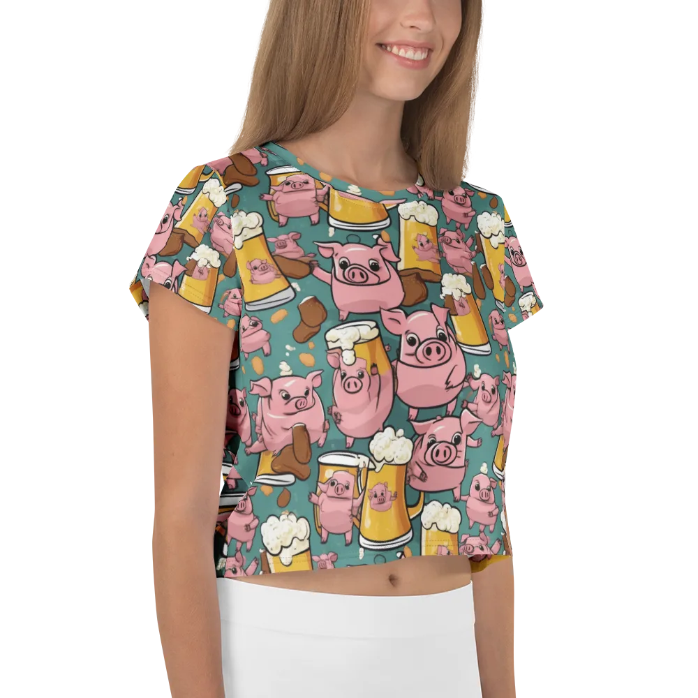 Pint-sized Porkers on Crop Tee — Right