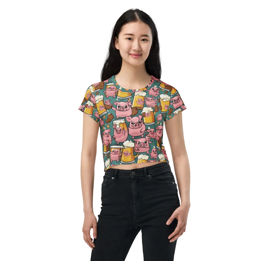 Pint-sized Porkers on Crop Tee — Front