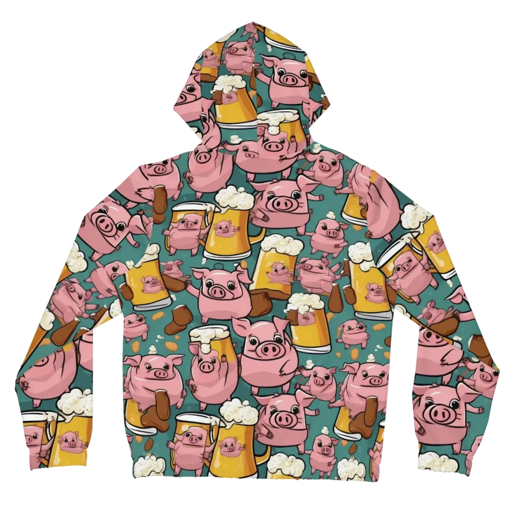 Pint-sized Porkers on Women's Full-Zip Hoodie — Back