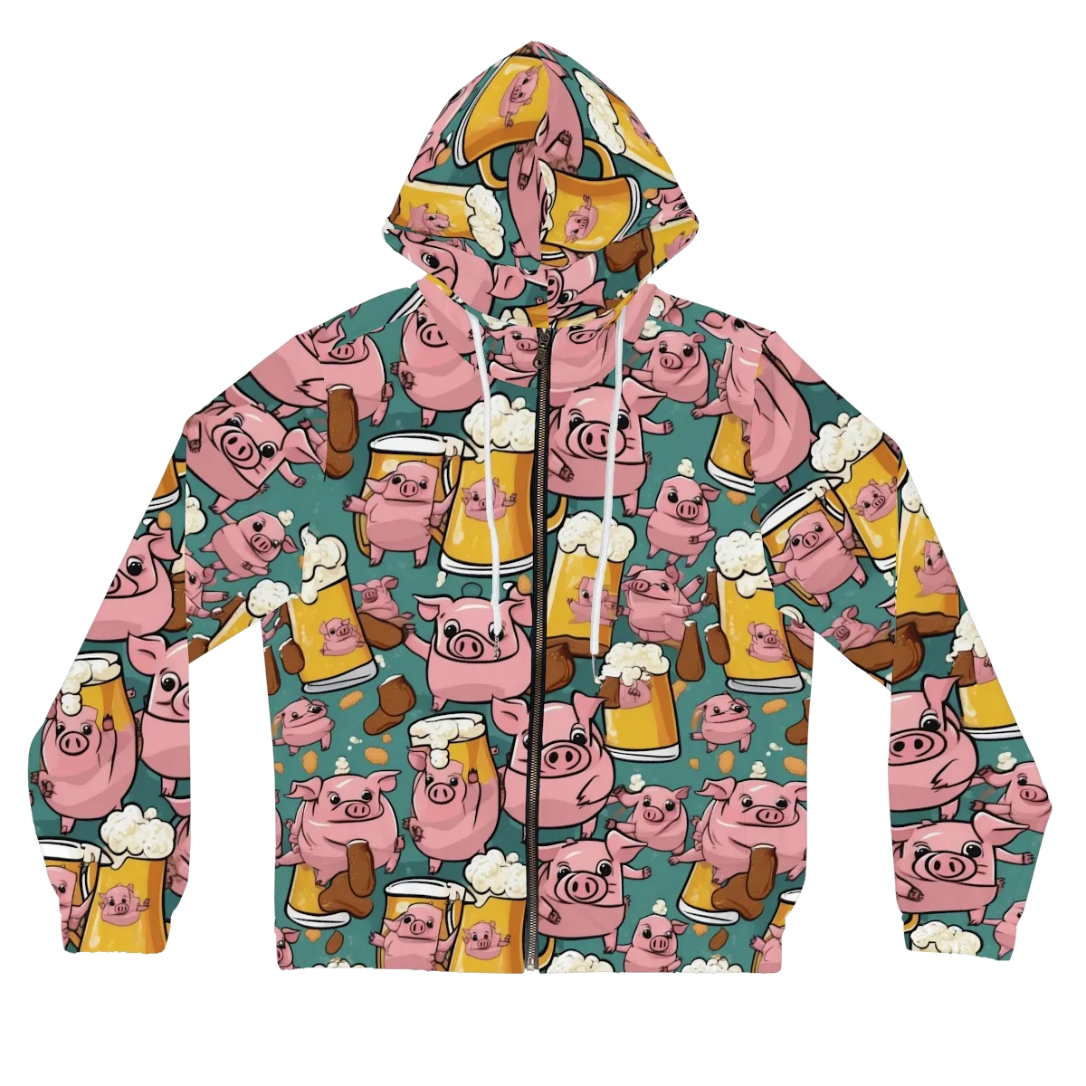 Pint-sized Porkers on Women's Full-Zip Hoodie — Front