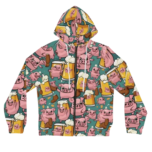 Pint-sized Porkers on a Women's Full-Zip Hoodie