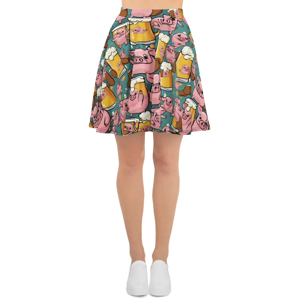 Pint-sized Porkers on Skater Skirt — Front