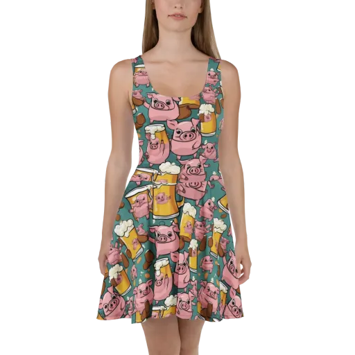 Pint-sized Porkers on a Skater Dress