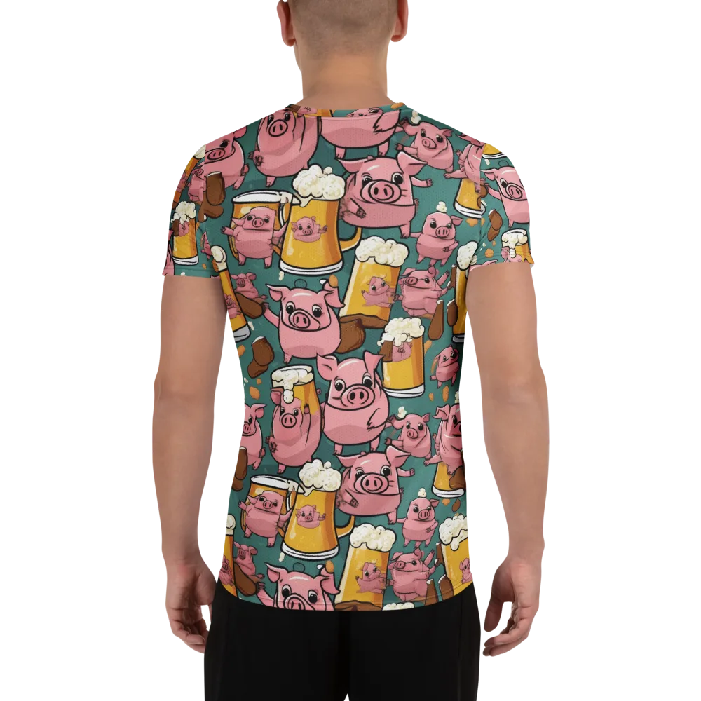 Pint-sized Porkers on Men's Athletic T-Shirt — Back