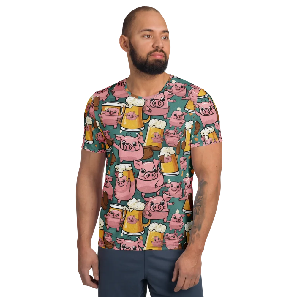 Pint-sized Porkers on Men's Athletic T-Shirt — Front