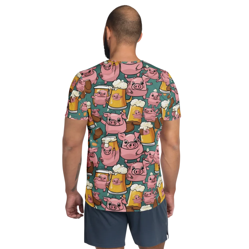Pint-sized Porkers on Men's Athletic T-Shirt — Back