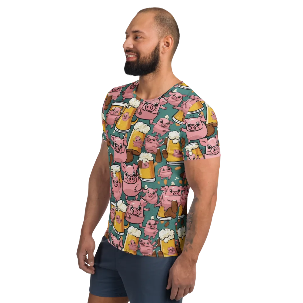 Pint-sized Porkers on Men's Athletic T-Shirt — Left