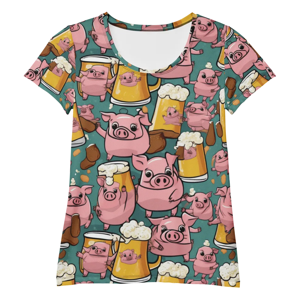 Pint-sized Porkers on Women's Athletic T-Shirt — Front