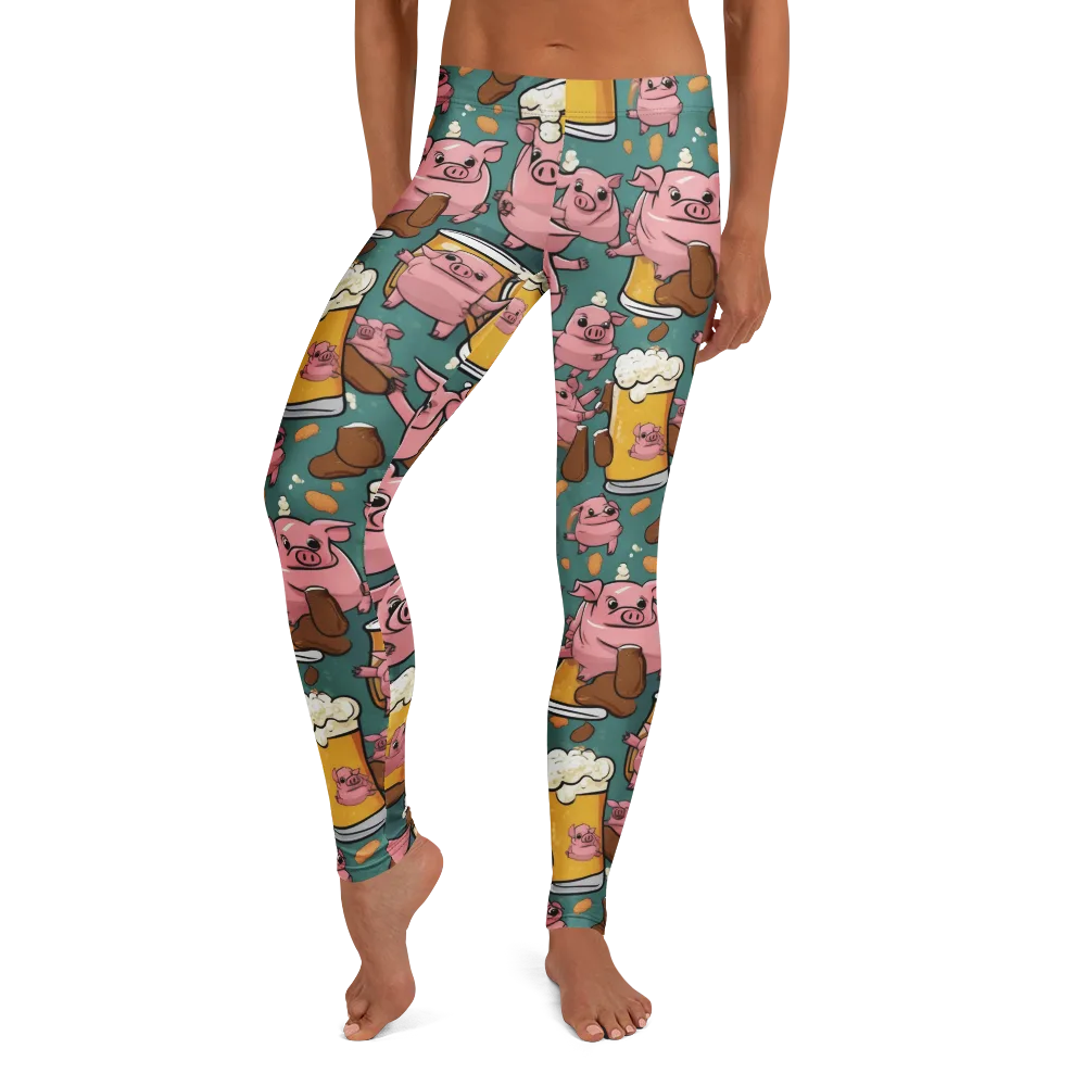 Pint-sized Porkers on Leggings — Front