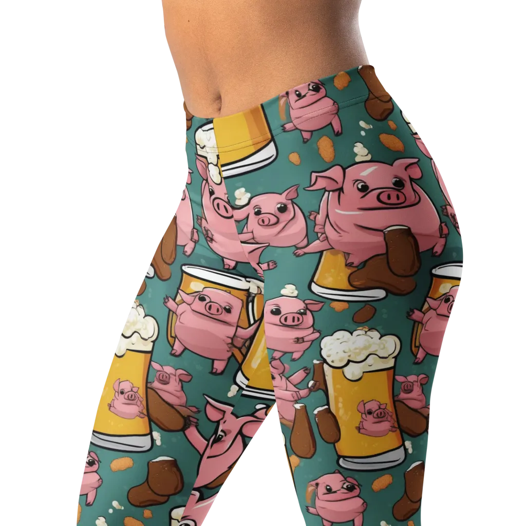 Pint-sized Porkers on Leggings — Left Front