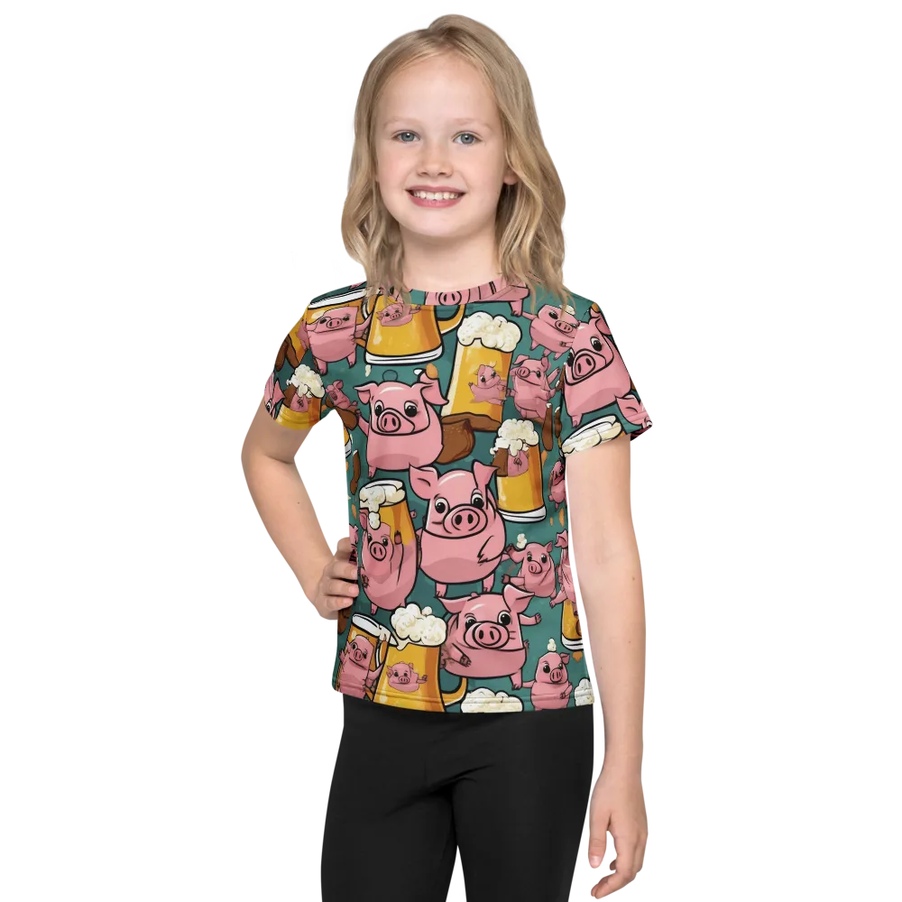 Pint-sized Porkers on Kids Crew Neck T-Shirt — Front